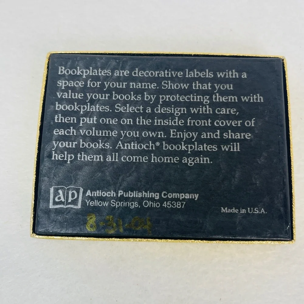 Vintage Antioch Bookplates Child Reading Black White Self Adhesive Labels 1987